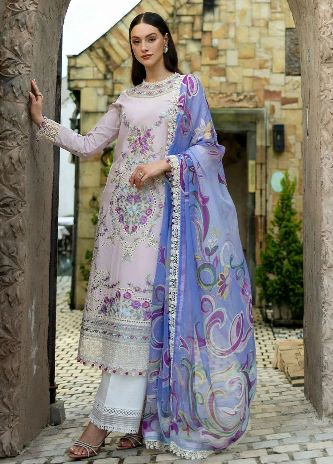 Flanerie by Roheenaz Embroidered Lawn Suit Unstitched 3 Piece RNZ25F Eugenia RNZ-1A - Summer Collection