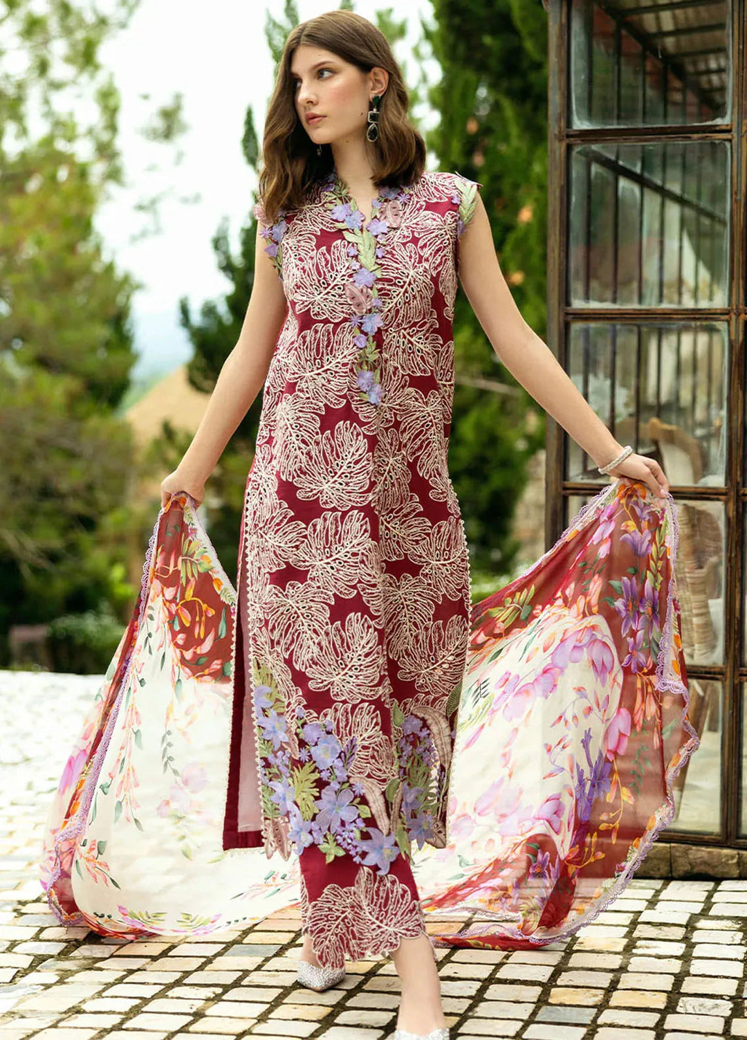 Flanerie by Roheenaz Embroidered Lawn Suit Unstitched 3 Piece RNZ25F Gabriella RNZ-3A - Summer Collection