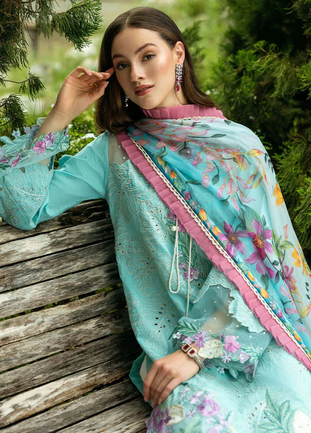 Flanerie by Roheenaz Embroidered Lawn Suit Unstitched 3 Piece RNZ25F Helene RNZ-3B - Summer Collection