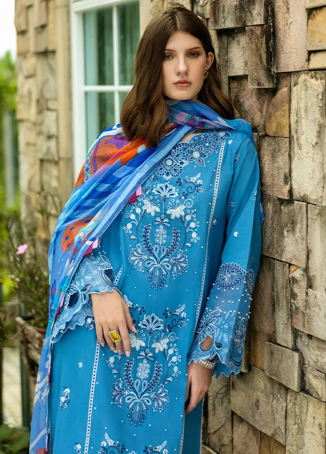 Flanerie by Roheenaz Embroidered Lawn Suit Unstitched 3 Piece RNZ25F Noemi RNZ-6B - Summer Collection