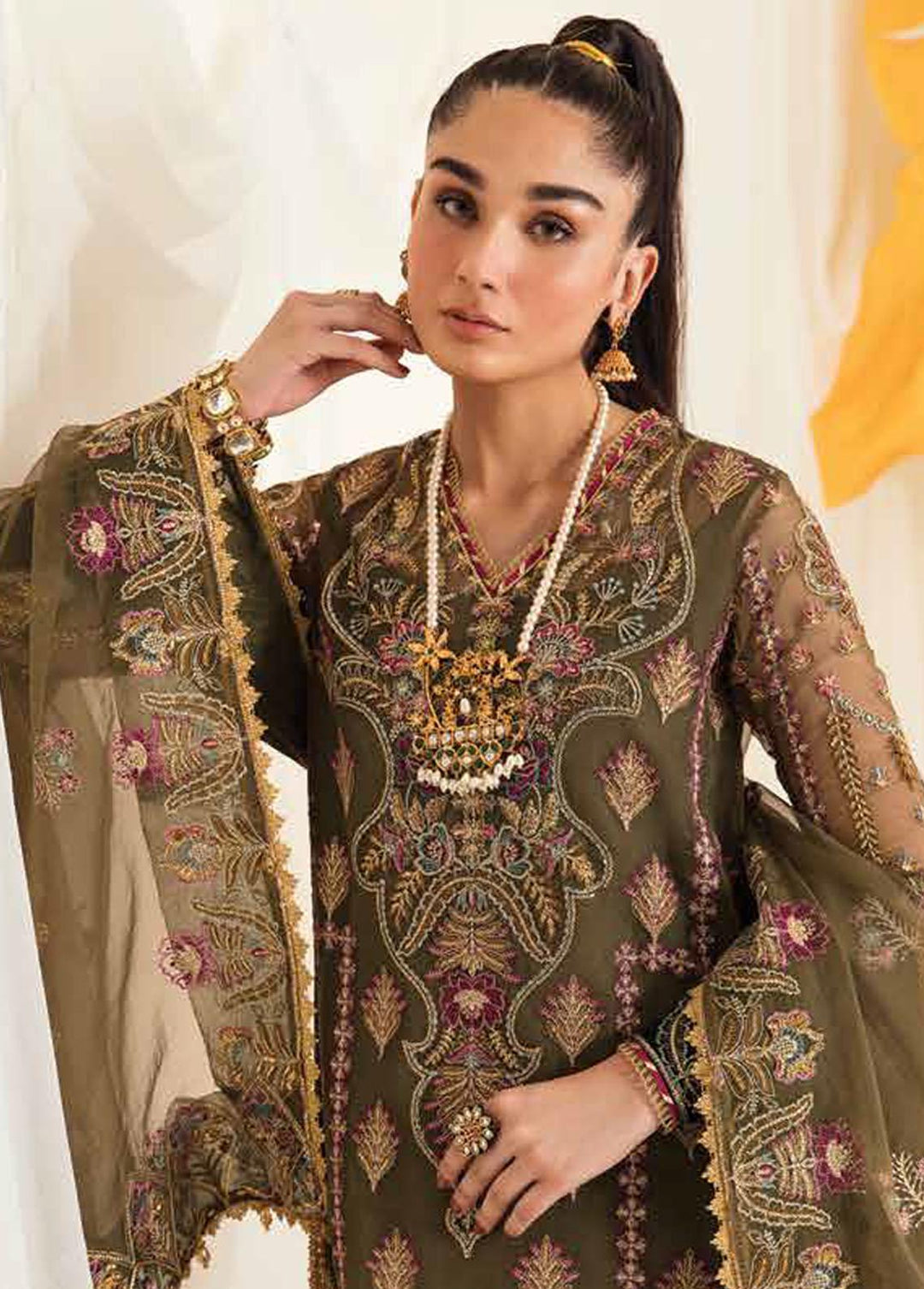 Fleur De Lis by Ayzel Embroidered Chiffon Suits Unstitched 3 Piece AAF23FL 02 Azalea - Luxury Collection