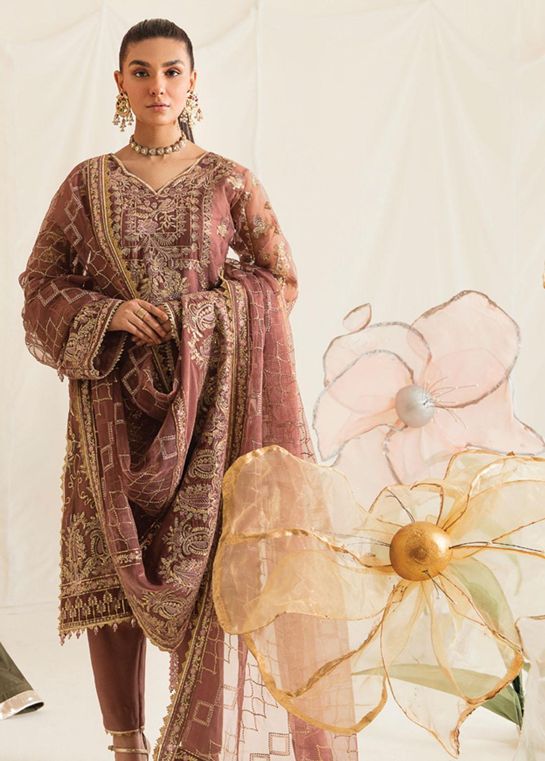 Fleur De Lis by Ayzel Embroidered Chiffon Suits Unstitched 3 Piece AAF23FL 04 Osmose - Luxury Collection