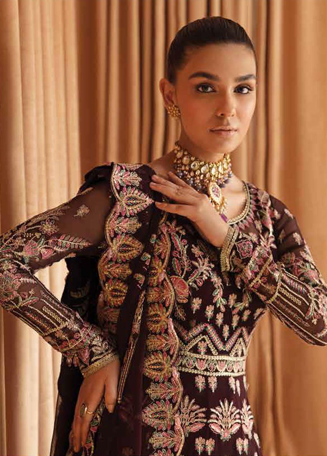 Fleur De Lis by Ayzel Embroidered Chiffon Suits Unstitched 3 Piece AAF23FL 06 Camellia - Luxury Collection