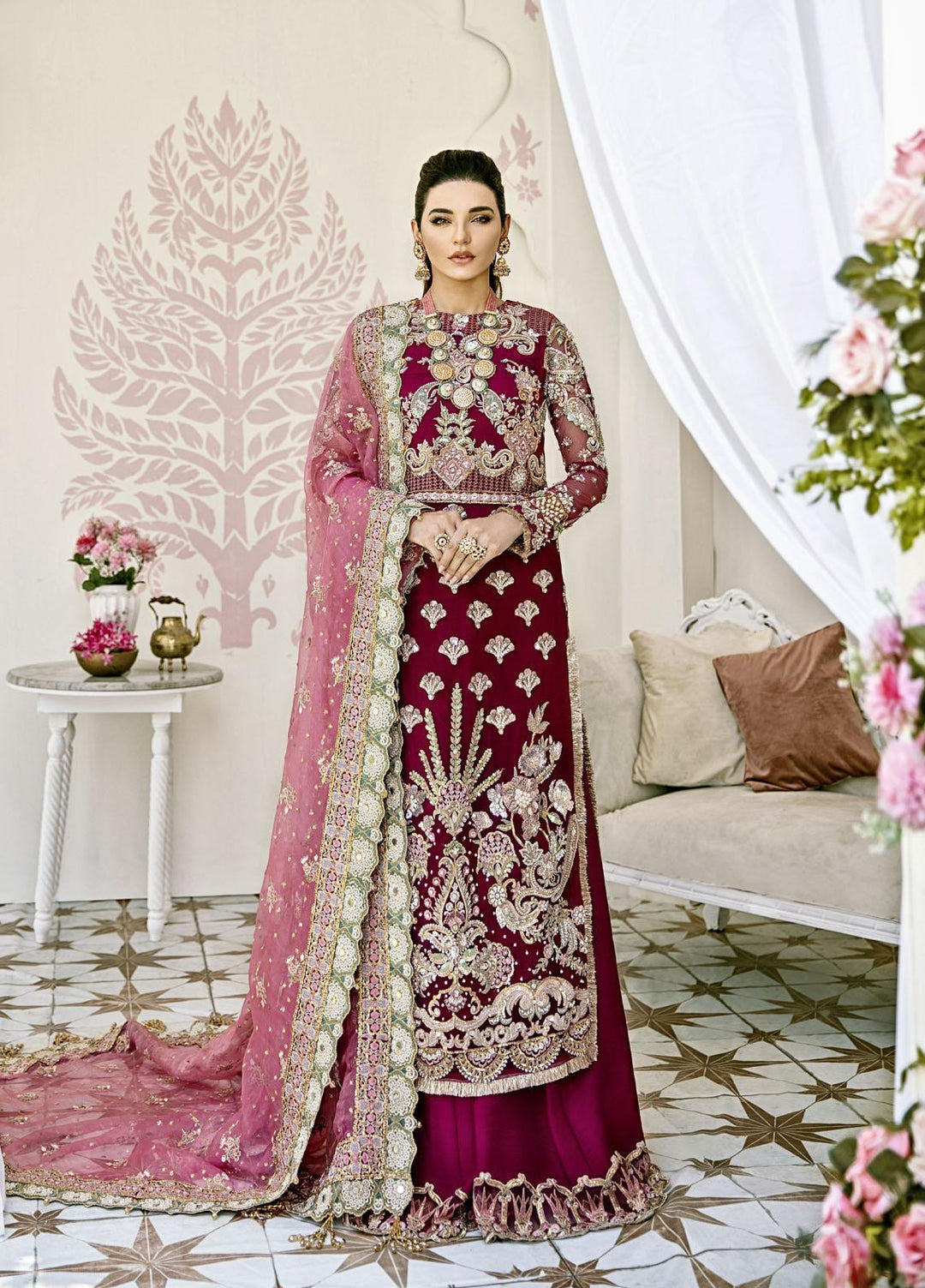 Gulaal Luxury Pret Embroidered Net 3 Piece Dress GL22FDR Pois