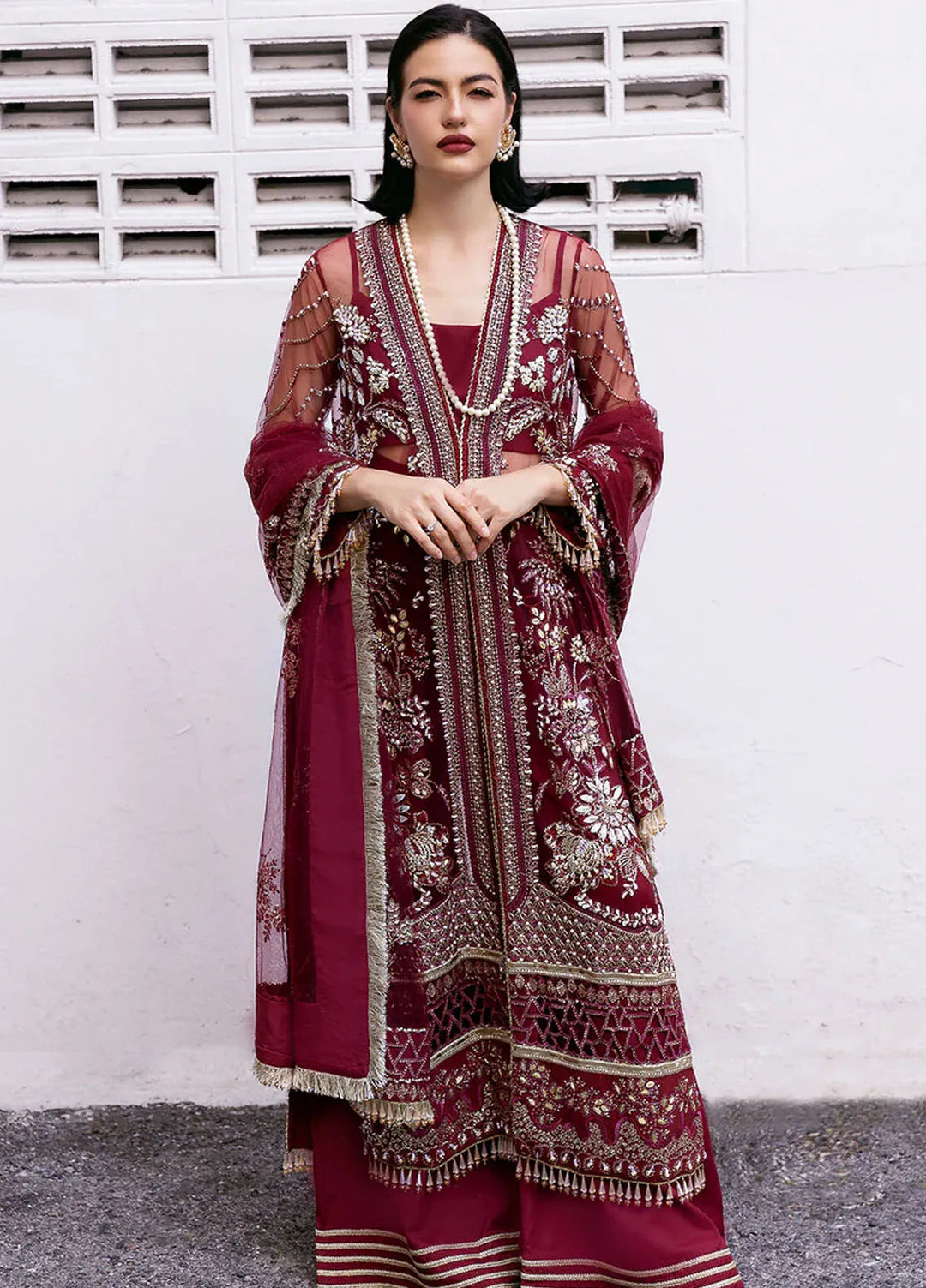 Fleurie By Saad Shaikh Embroidered Net Suits Unstitched 4 Piece SSK24F Arya - Luxury Collection