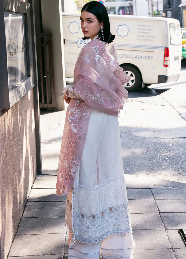 Fleurie By Saad Shaikh Embroidered Net Suits Unstitched 4 Piece SSK24F Pearl Wind - Luxury Collection