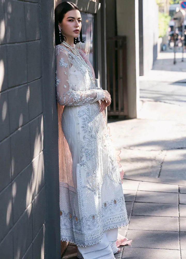 Fleurie By Saad Shaikh Embroidered Net Suits Unstitched 4 Piece SSK24F Pearl Wind - Luxury Collection