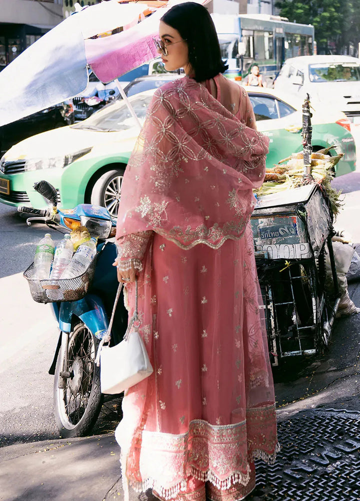 Fleurie By Saad Shaikh Embroidered Net Suits Unstitched 4 Piece SSK24F Sandy - Luxury Collection