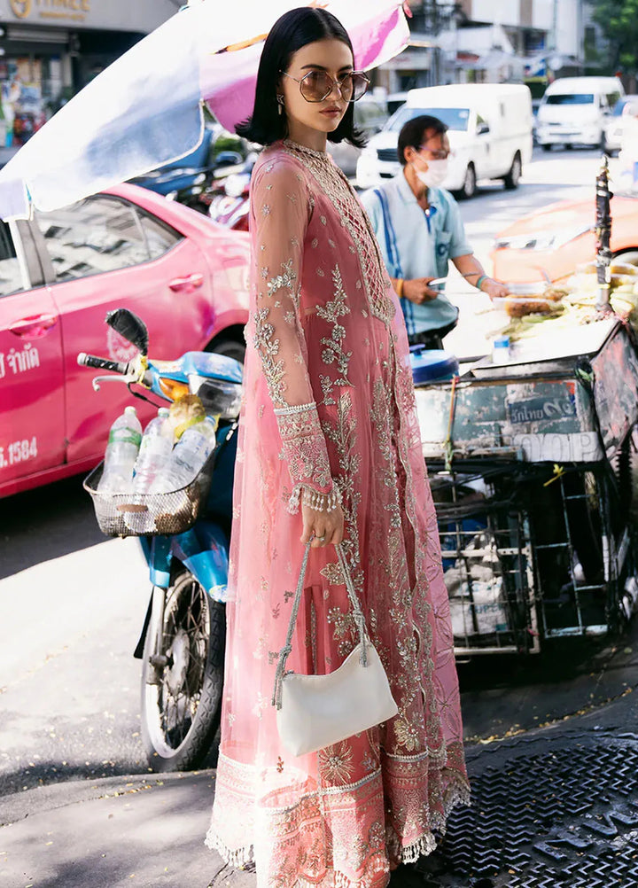 Fleurie By Saad Shaikh Embroidered Net Suits Unstitched 4 Piece SSK24F Sandy - Luxury Collection