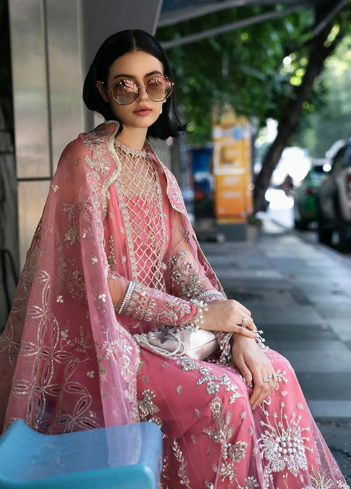 Fleurie By Saad Shaikh Embroidered Net Suits Unstitched 4 Piece SSK24F Sandy - Luxury Collection