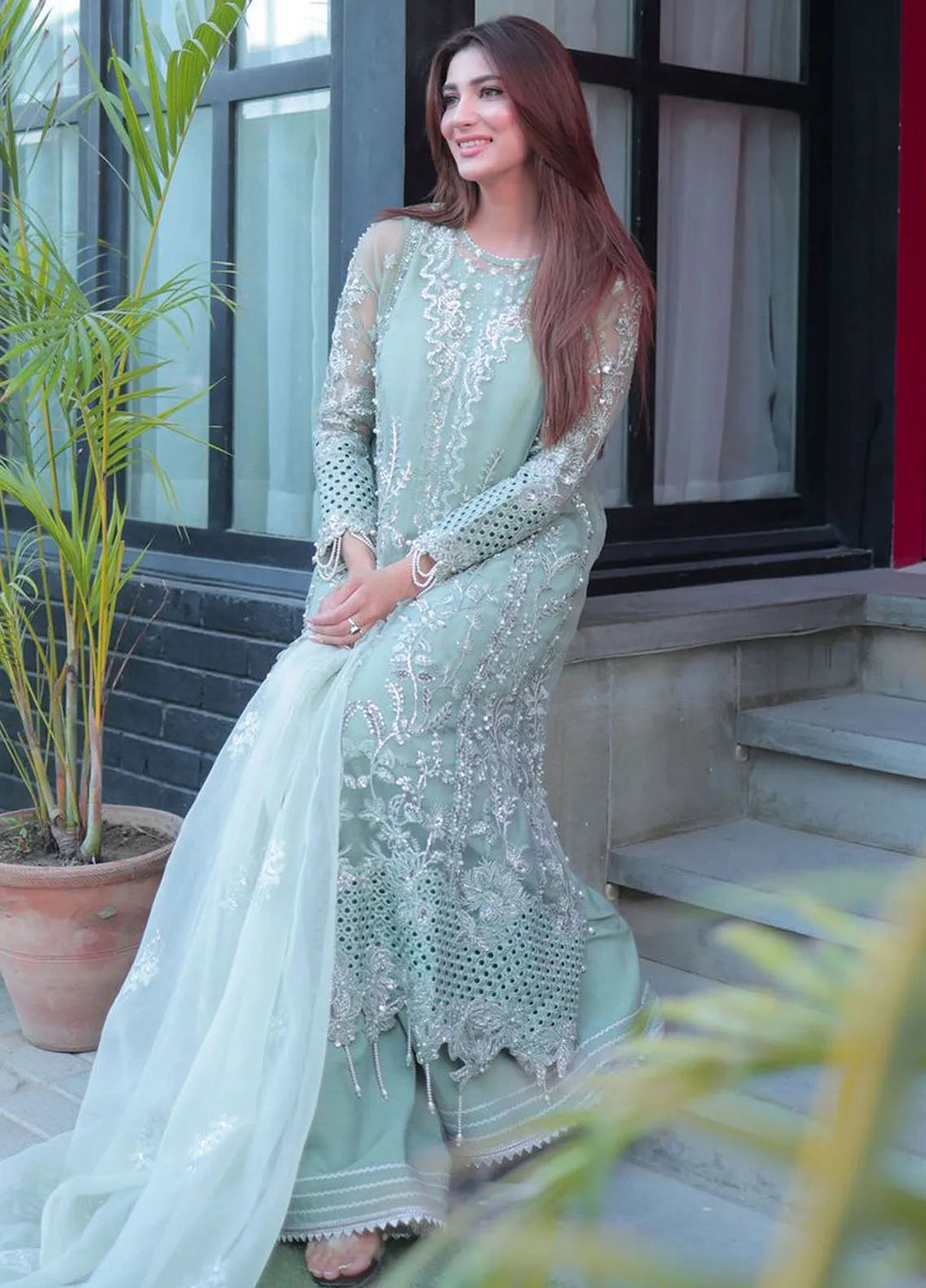 Fleurie By Saad Shaikh Embroidered Organza Suits Unstitched 4 Piece SSK24F Anya - Luxury Collection