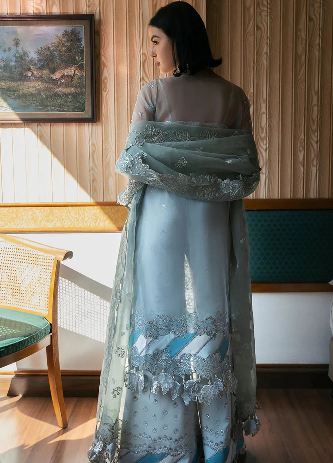 Fleurie By Saad Shaikh Embroidered Shimr Suits Unstitched 4 Piece SSK24F Lyla - Luxury Collection