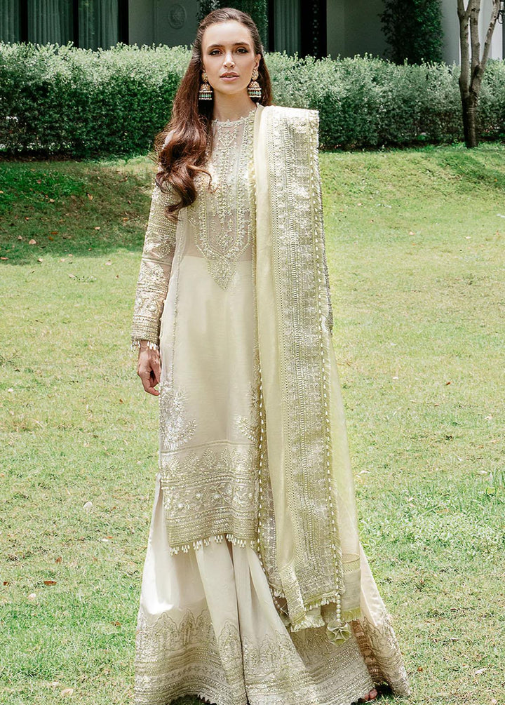 Saad Shaikh Pret Embroidered Organza 3 Piece Suit Skin Ivory Breeze