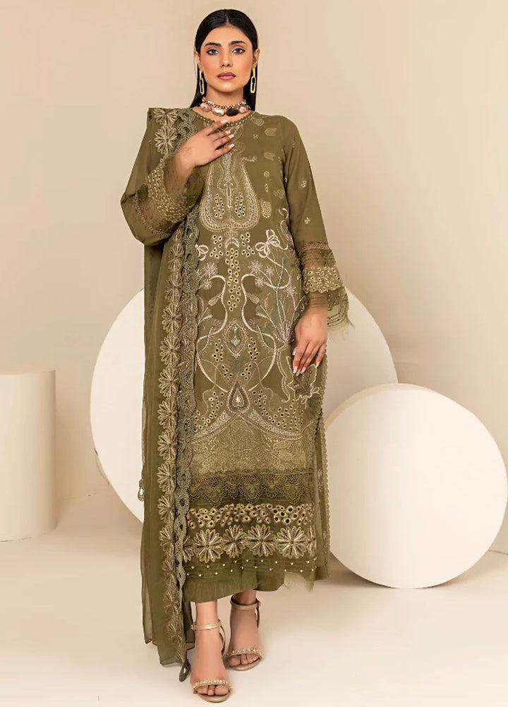 Flora By Humdum Embroidered Lawn Suit Unstitched 3 Piece HD24F FS01 - Summer Collection