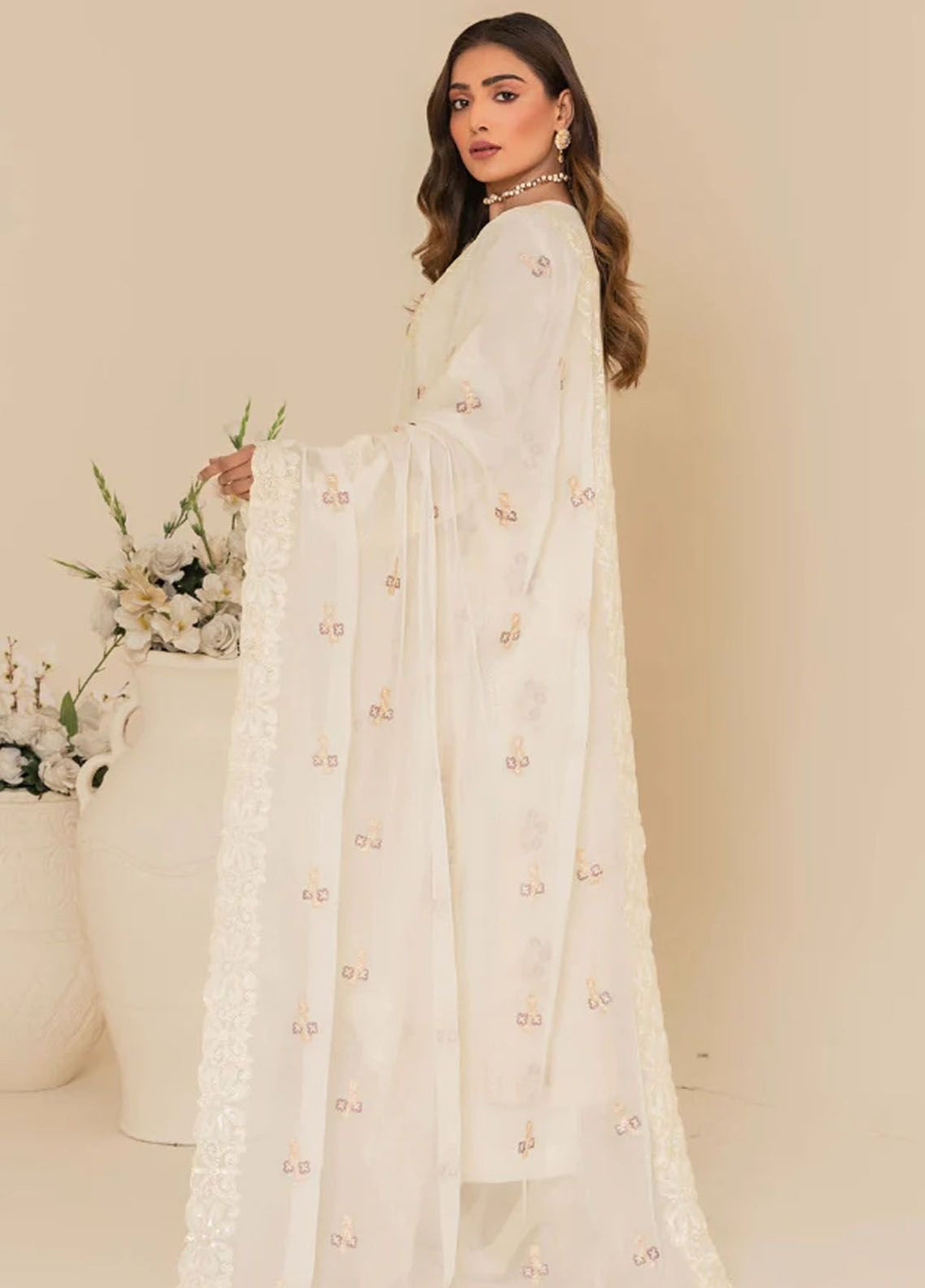 Flora By Humdum Embroidered Lawn Suit Unstitched 3 Piece HD24F FS02 - Summer Collection