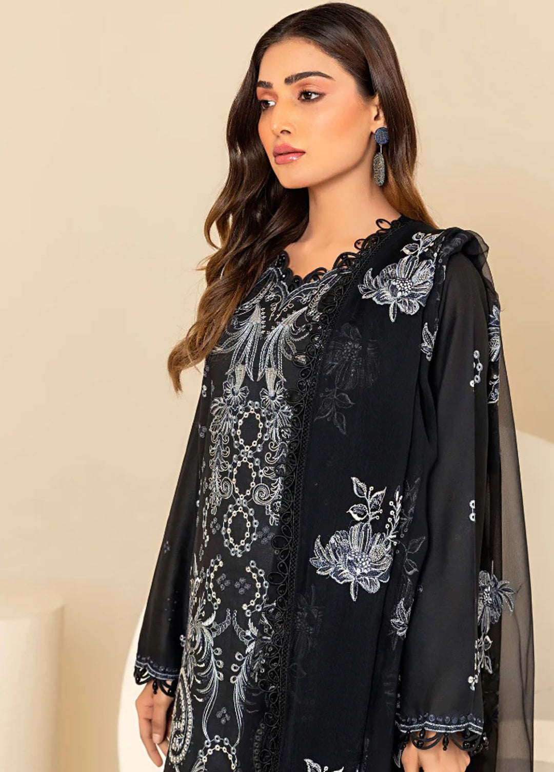 Flora By Humdum Embroidered Lawn Suit Unstitched 3 Piece HD24F FS03 - Summer Collection