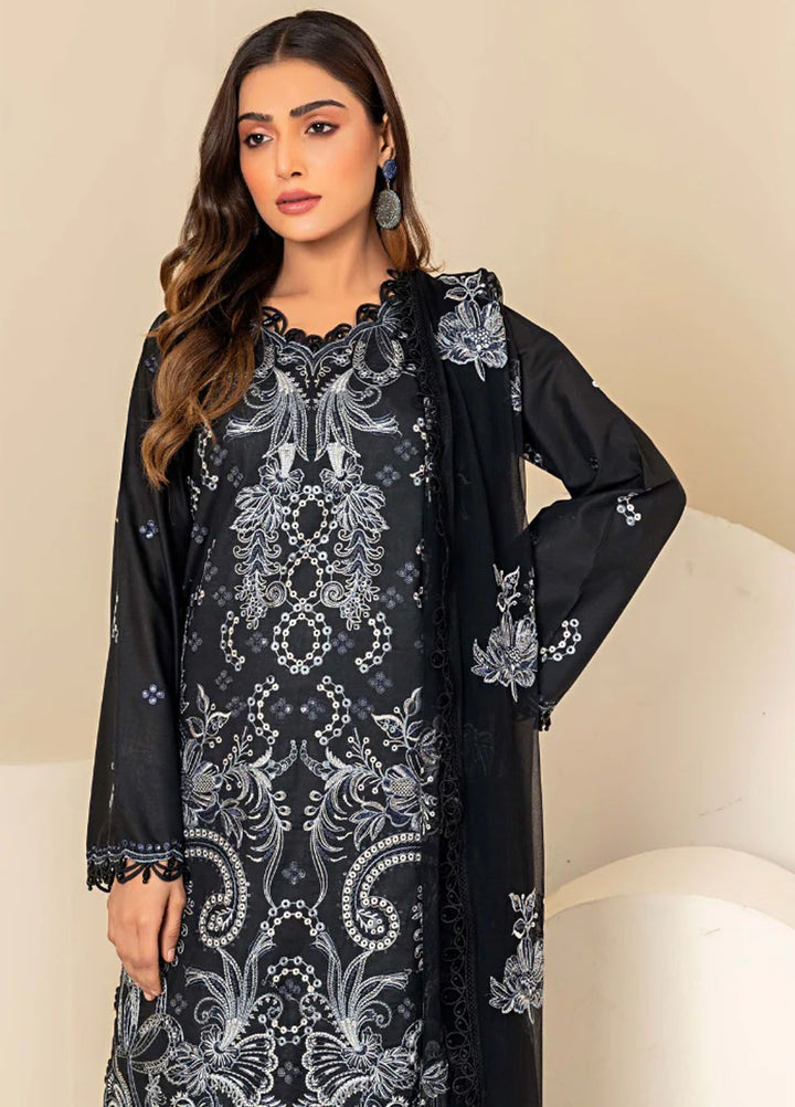 Flora By Humdum Embroidered Lawn Suit Unstitched 3 Piece HD24F FS03 - Summer Collection