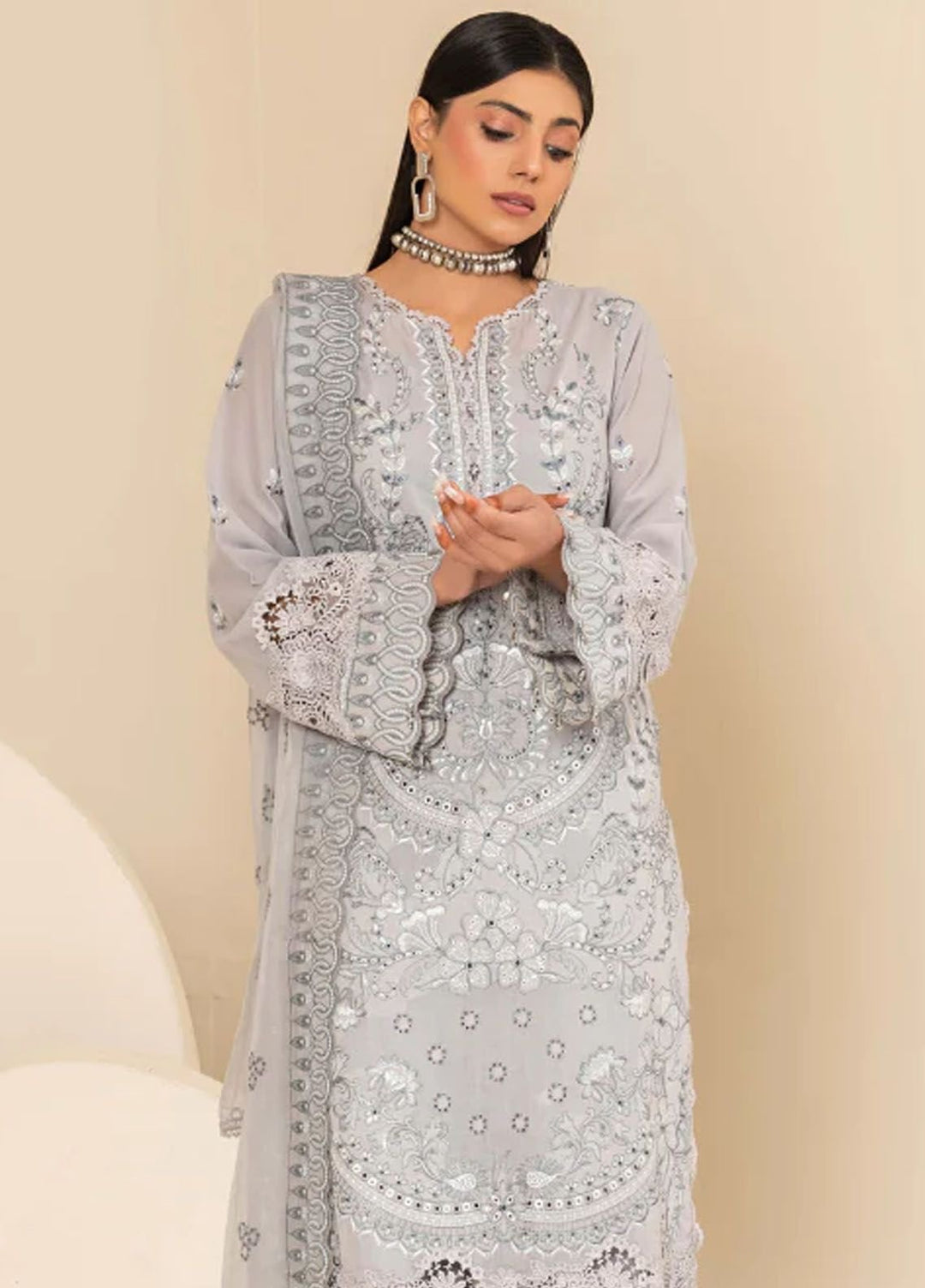 Flora By Humdum Embroidered Lawn Suit Unstitched 3 Piece HD24F FS06 - Summer Collection