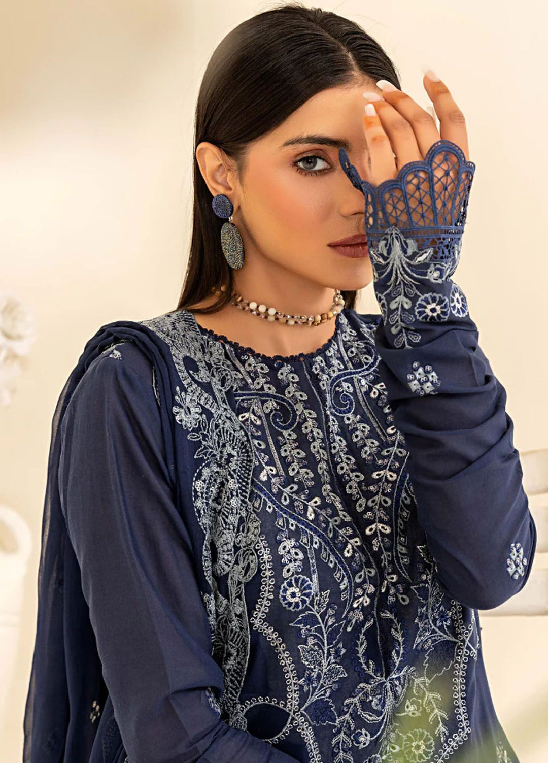 Flora By Humdum Embroidered Lawn Suit Unstitched 3 Piece HD24F FS07 - Summer Collection