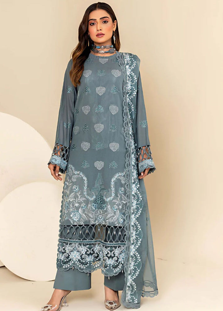 Flora By Humdum Embroidered Lawn Suit Unstitched 3 Piece HD24F FS09 - Summer Collection