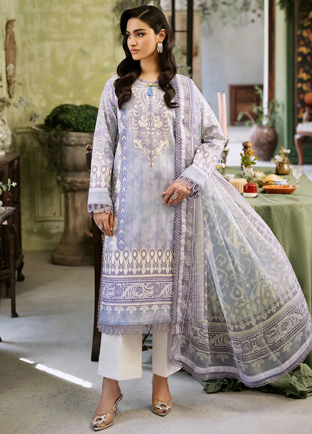 Flora by Roheenaz Printed Lawn Suit Unstitched 3 Piece RNZ24F RNP-02B Lumina - Summer Collection