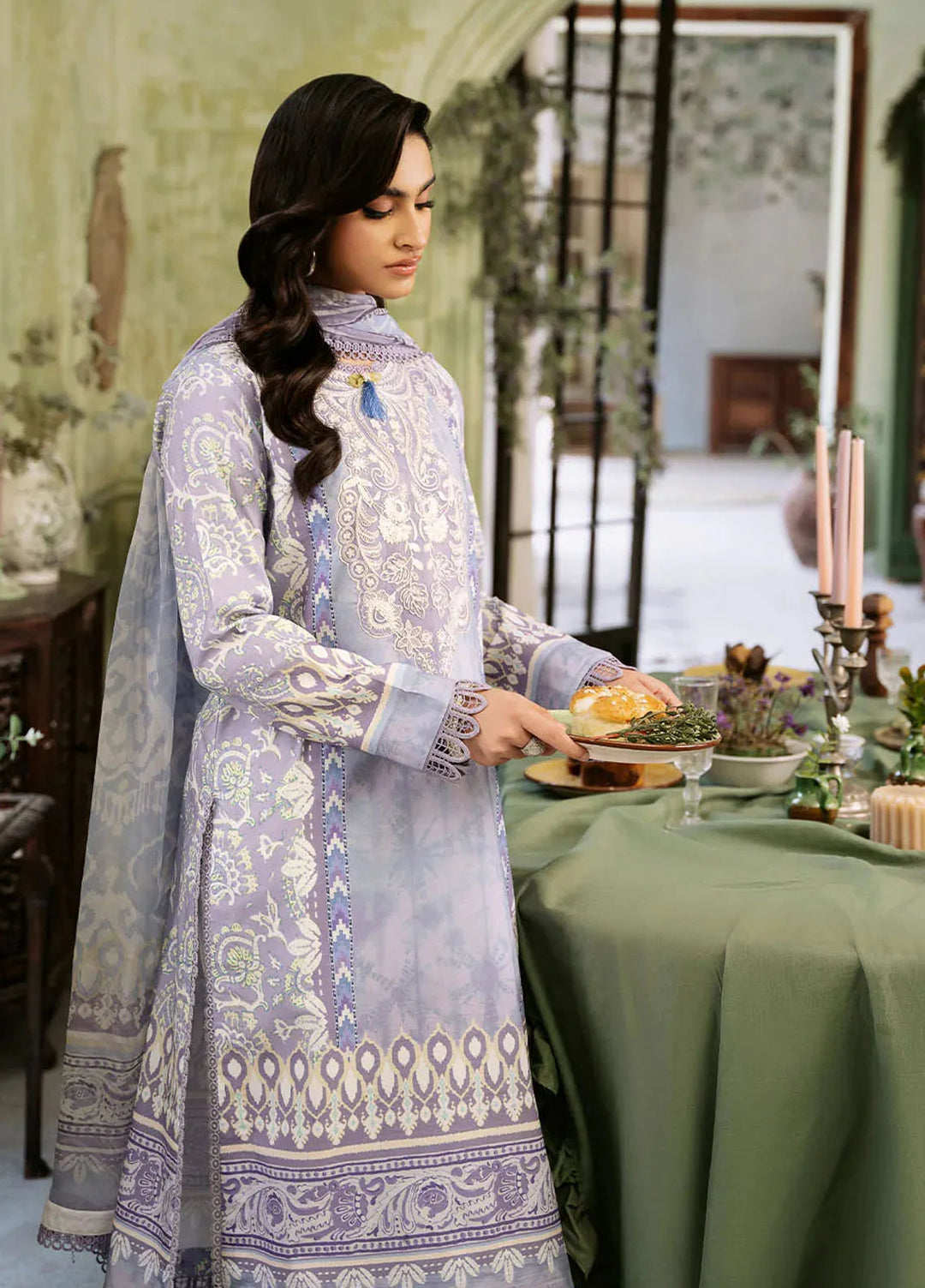 Flora by Roheenaz Printed Lawn Suit Unstitched 3 Piece RNZ24F RNP-02B Lumina - Summer Collection
