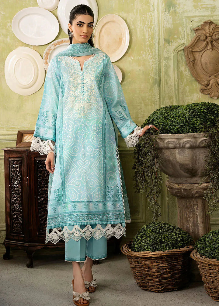 Flora by Roheenaz Printed Lawn Suit Unstitched 3 Piece RNZ24F RNP-03B Mirage - Summer Collection
