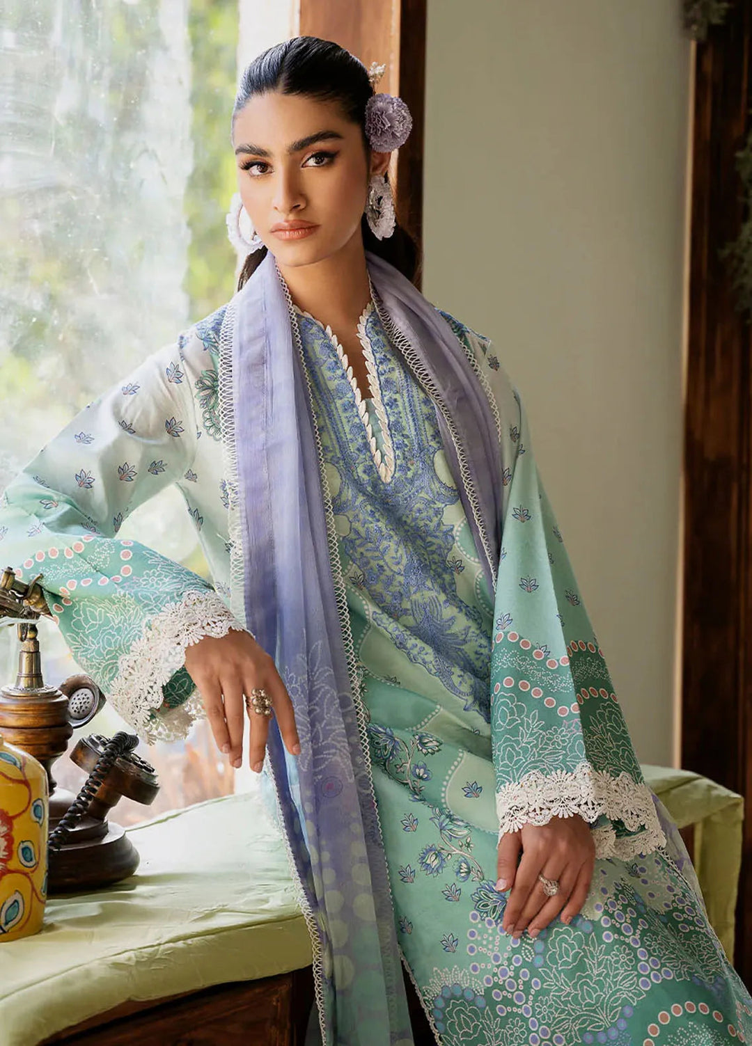 Flora by Roheenaz Printed Lawn Suit Unstitched 3 Piece RNZ24F RNP-04A Elysium - Summer Collection