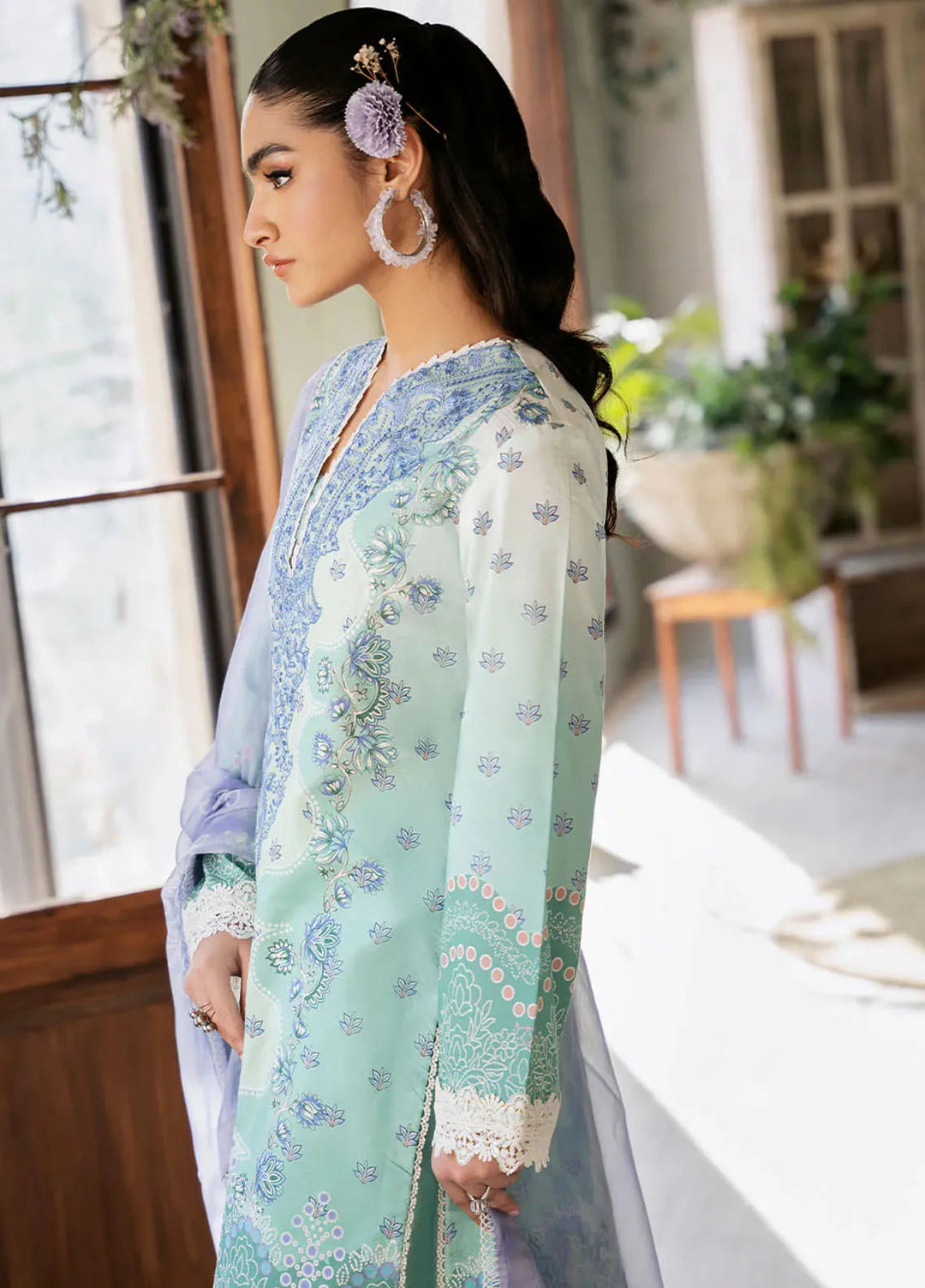 Flora by Roheenaz Printed Lawn Suit Unstitched 3 Piece RNZ24F RNP-04A Elysium - Summer Collection
