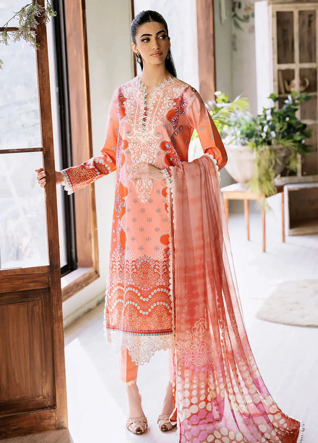 Flora by Roheenaz Printed Lawn Suit Unstitched 3 Piece RNZ24F RNP-04B Serenade - Summer Collection