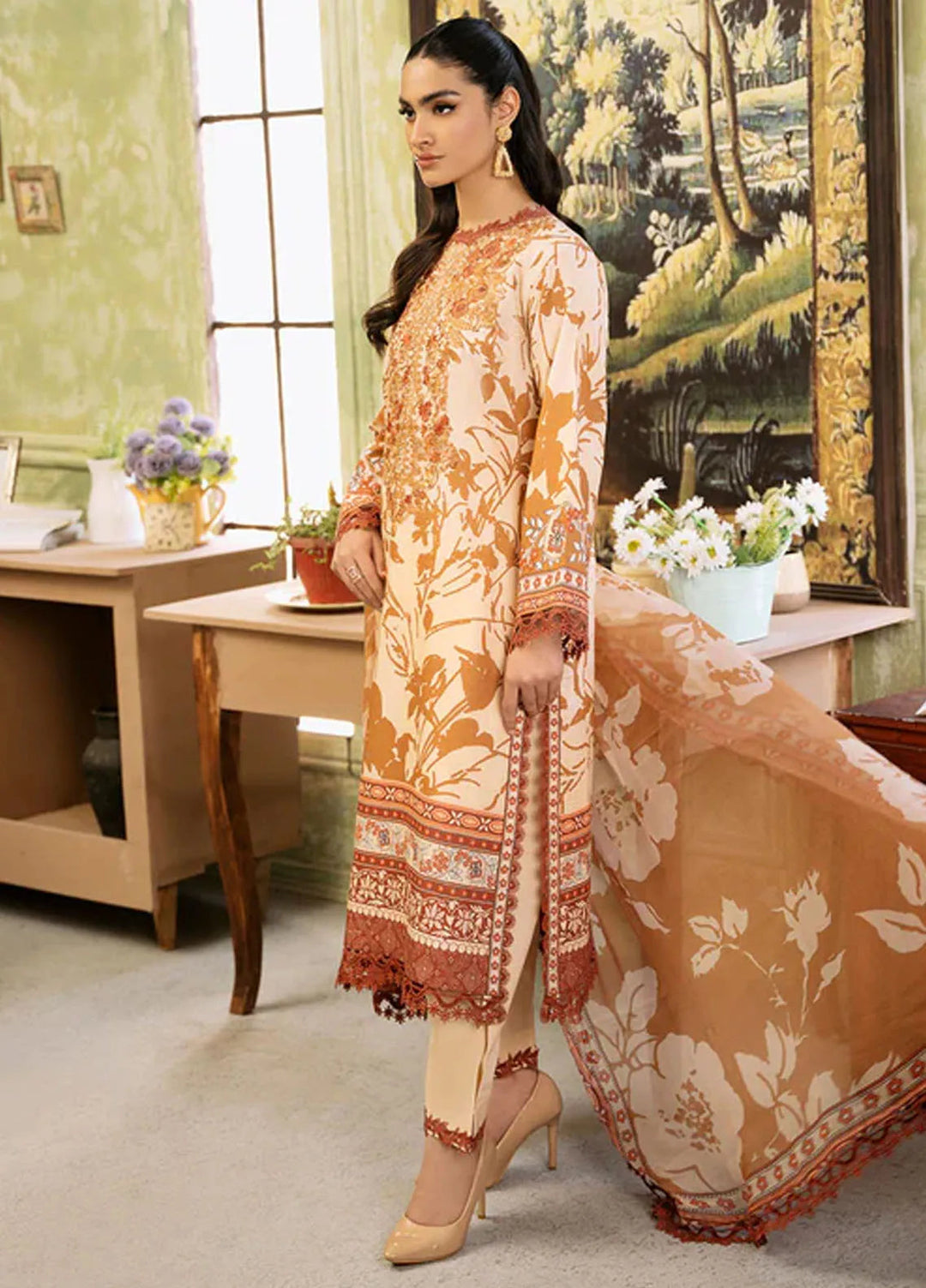 Flora by Roheenaz Printed Lawn Suit Unstitched 3 Piece RNZ24F RNP-05A Harmonia - Summer Collection