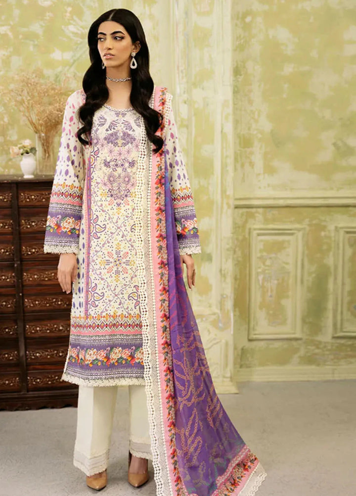 Flora by Roheenaz Printed Lawn Suit Unstitched 3 Piece RNZ24F RNP-06B Evangeline - Summer Collection