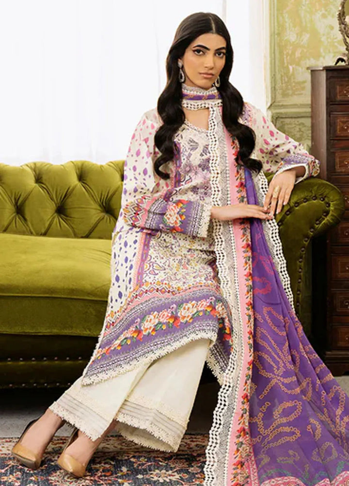 Flora by Roheenaz Printed Lawn Suit Unstitched 3 Piece RNZ24F RNP-06B Evangeline - Summer Collection