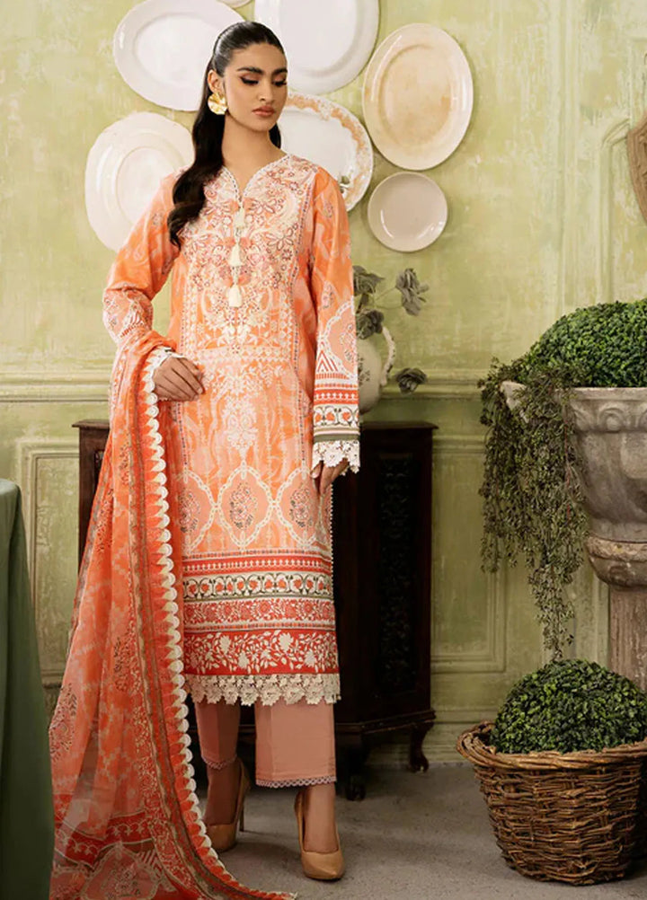 Flora by Roheenaz Printed Lawn Suit Unstitched 3 Piece RNZ24F RNP-07A Cascade - Summer Collection