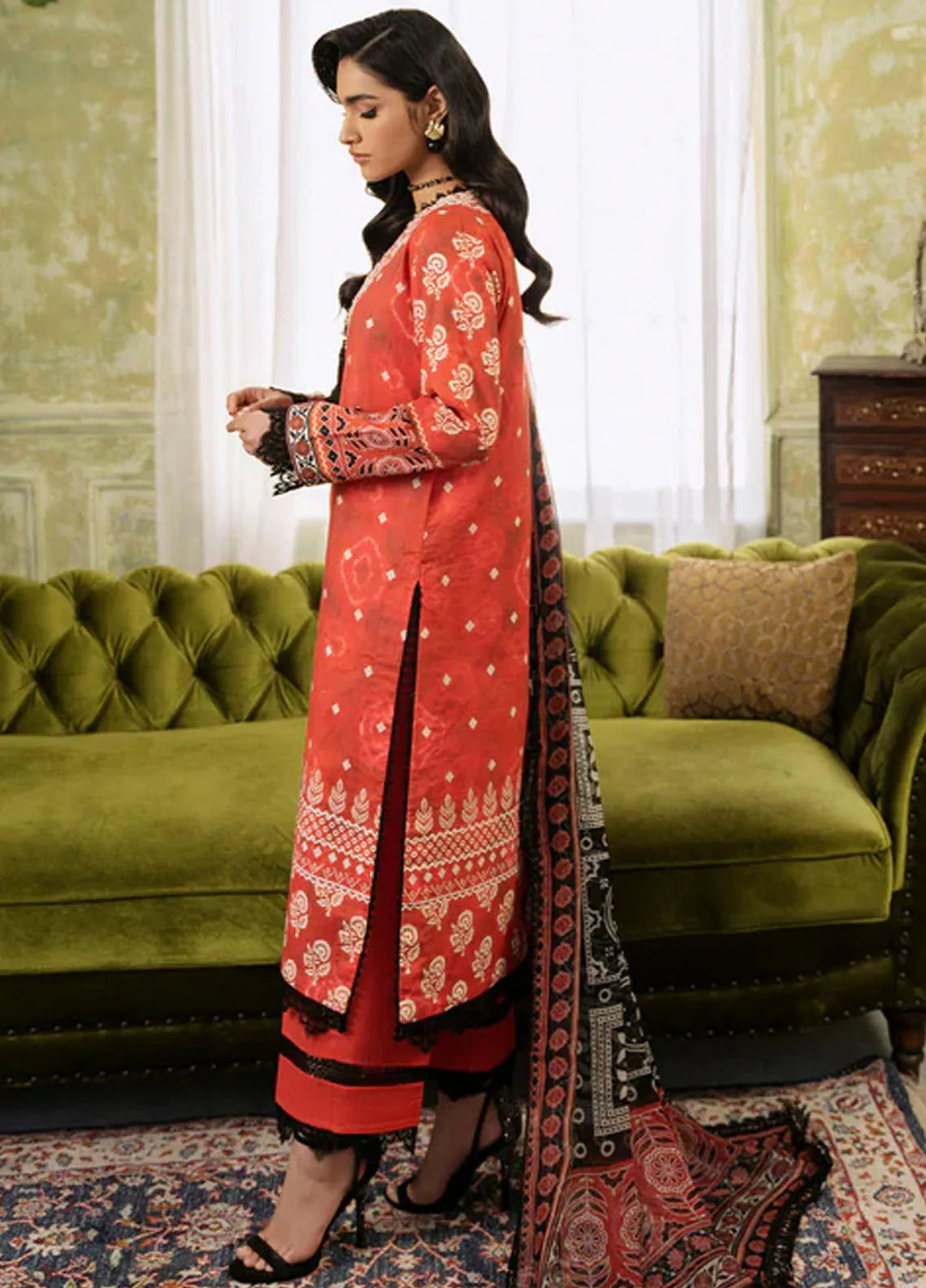 Flora by Roheenaz Printed Lawn Suit Unstitched 3 Piece RNZ24F RNP-08A Solstice - Summer Collection