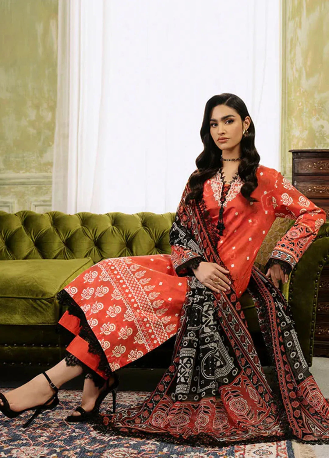Flora by Roheenaz Printed Lawn Suit Unstitched 3 Piece RNZ24F RNP-08A Solstice - Summer Collection
