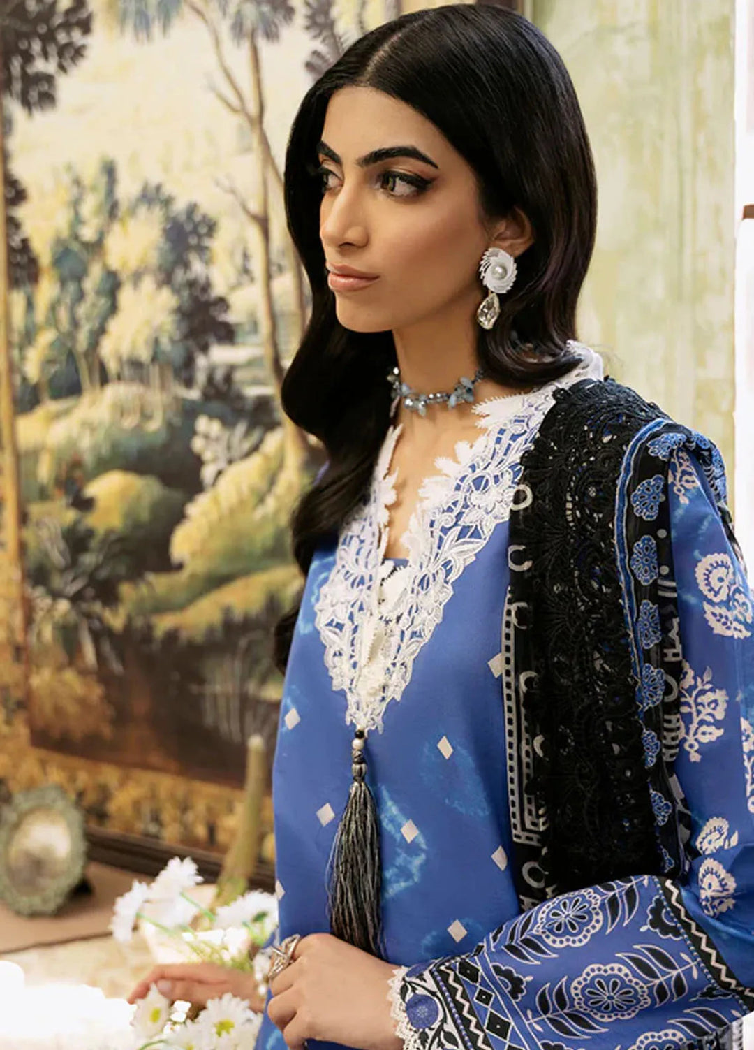 Flora by Roheenaz Printed Lawn Suit Unstitched 3 Piece RNZ24F RNP-08B Ember - Summer Collection