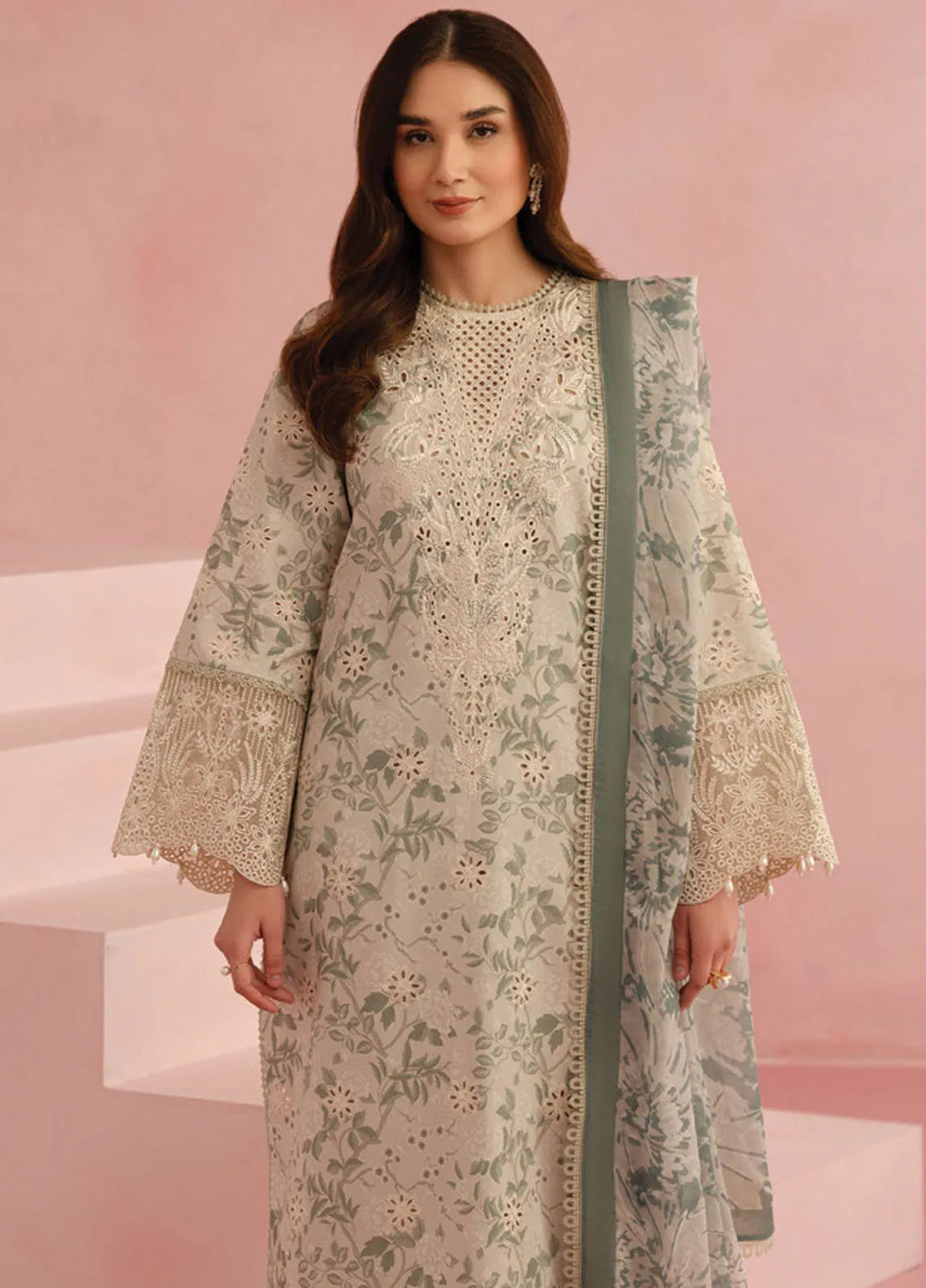 Floral Charm by Afrozeh Embroidered Lawn Suits Unstitched 3 Piece AF25FC D-04 Kylon - Summer Collection