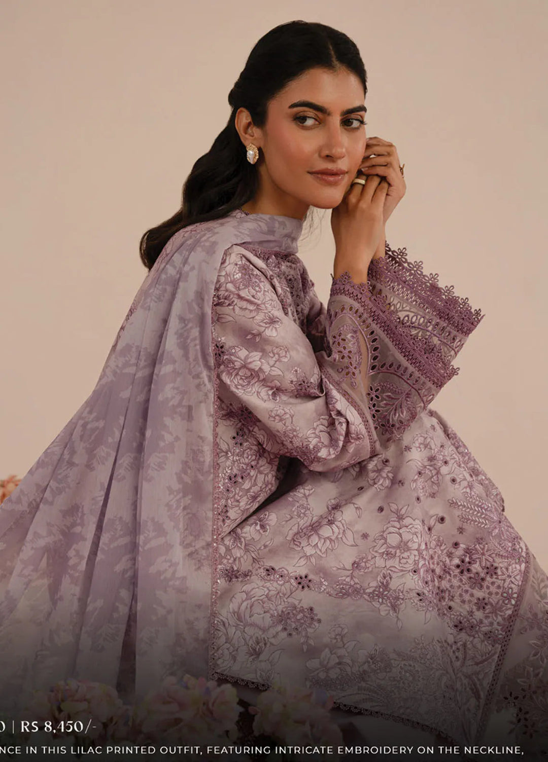 Floral Charm by Afrozeh Embroidered Lawn Suits Unstitched 3 Piece AF25FC D-10 Bellerose - Summer Collection