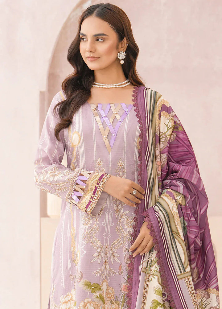 Floral Serenade By Meerak Printed Lawn Suit Unstitched 3 Piece MRK24F Lily Glow - Summer Collection