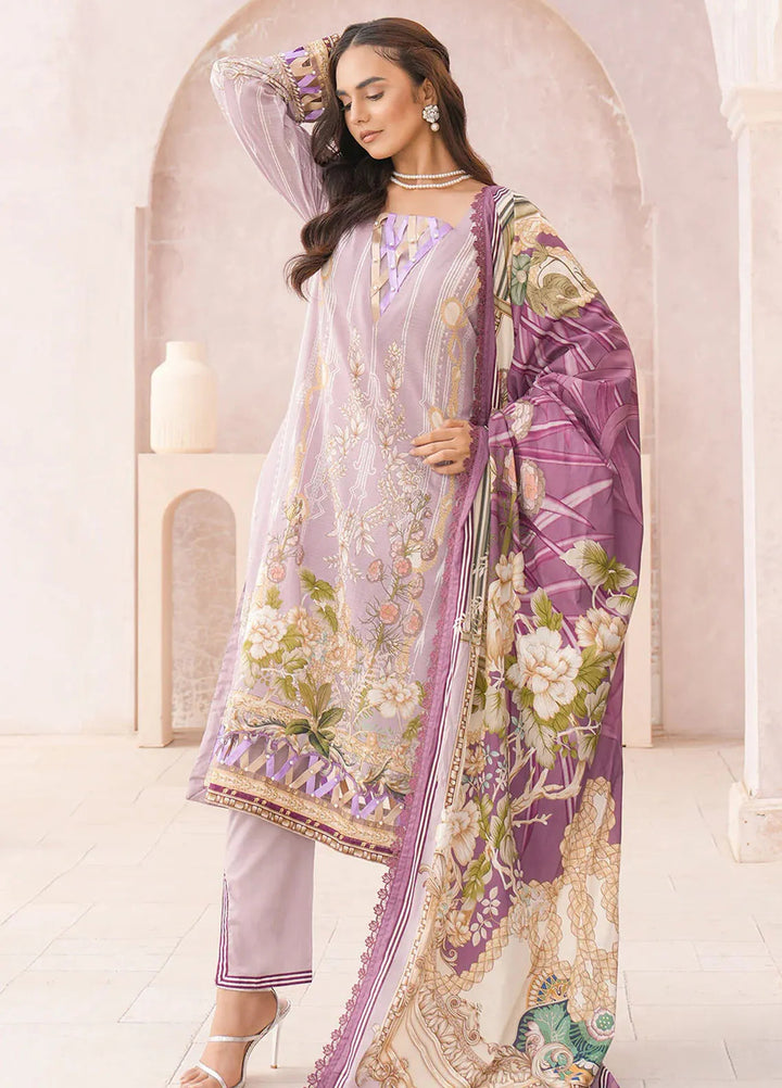 Floral Serenade By Meerak Printed Lawn Suit Unstitched 3 Piece MRK24F Lily Glow - Summer Collection