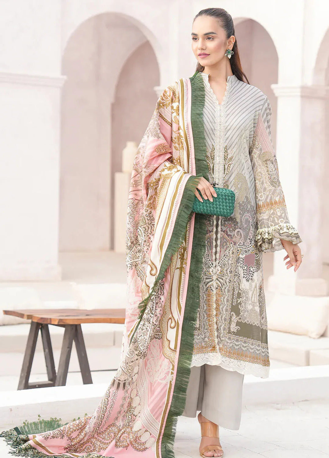 Floral Serenade By Meerak Printed Lawn Suit Unstitched 3 Piece MRK24F Tulip Twist - Summer Collection