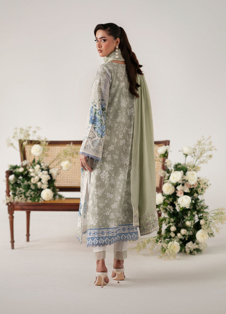 Floral Whimsy by Mehak Yaqoob Pret Embroidered Raw Silk 3 Piece Suit Bluebell