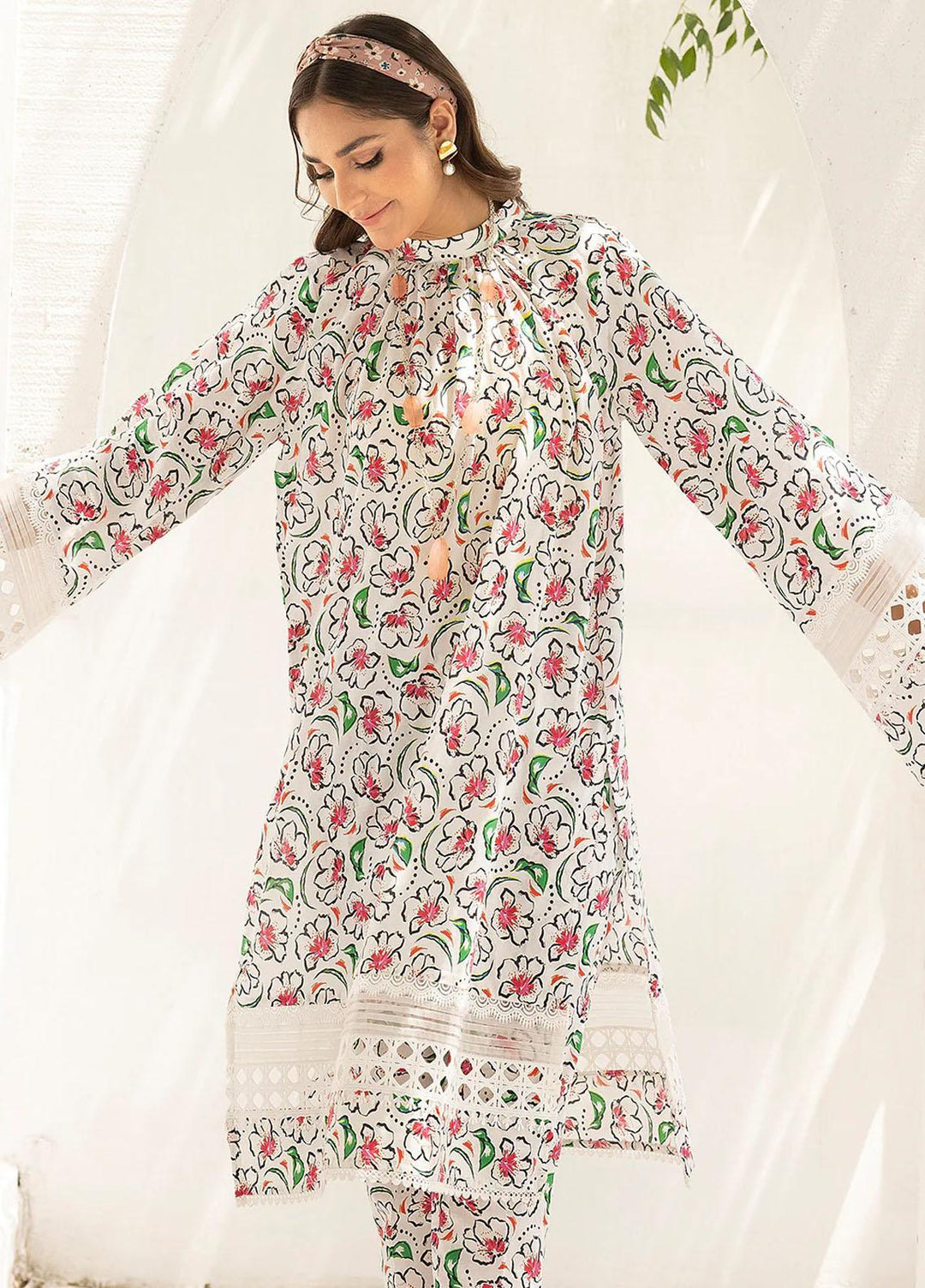 Florance By Meerak Printed Lawn Suits Unstitched 2 Piece MRK23F Denditric - Summer Collection