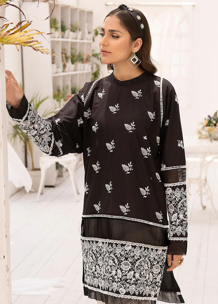 Florance By Meerak Embroidered Lawn Suits Unstitched Kurties MRK23F Raven - Summer Collection