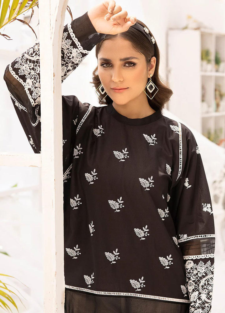 Florance By Meerak Embroidered Lawn Suits Unstitched Kurties MRK23F Raven - Summer Collection