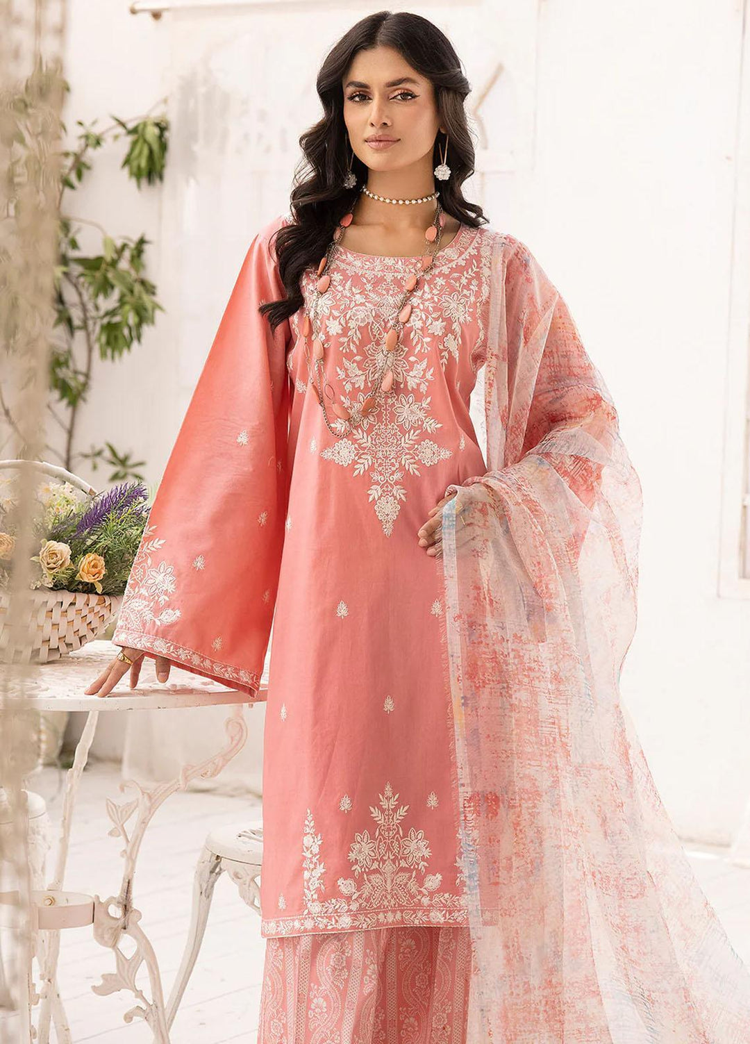 Florance By Meerak Embroidered Lawn Suits Unstitched 3 Piece MRK23F Anemone - Summer Collection