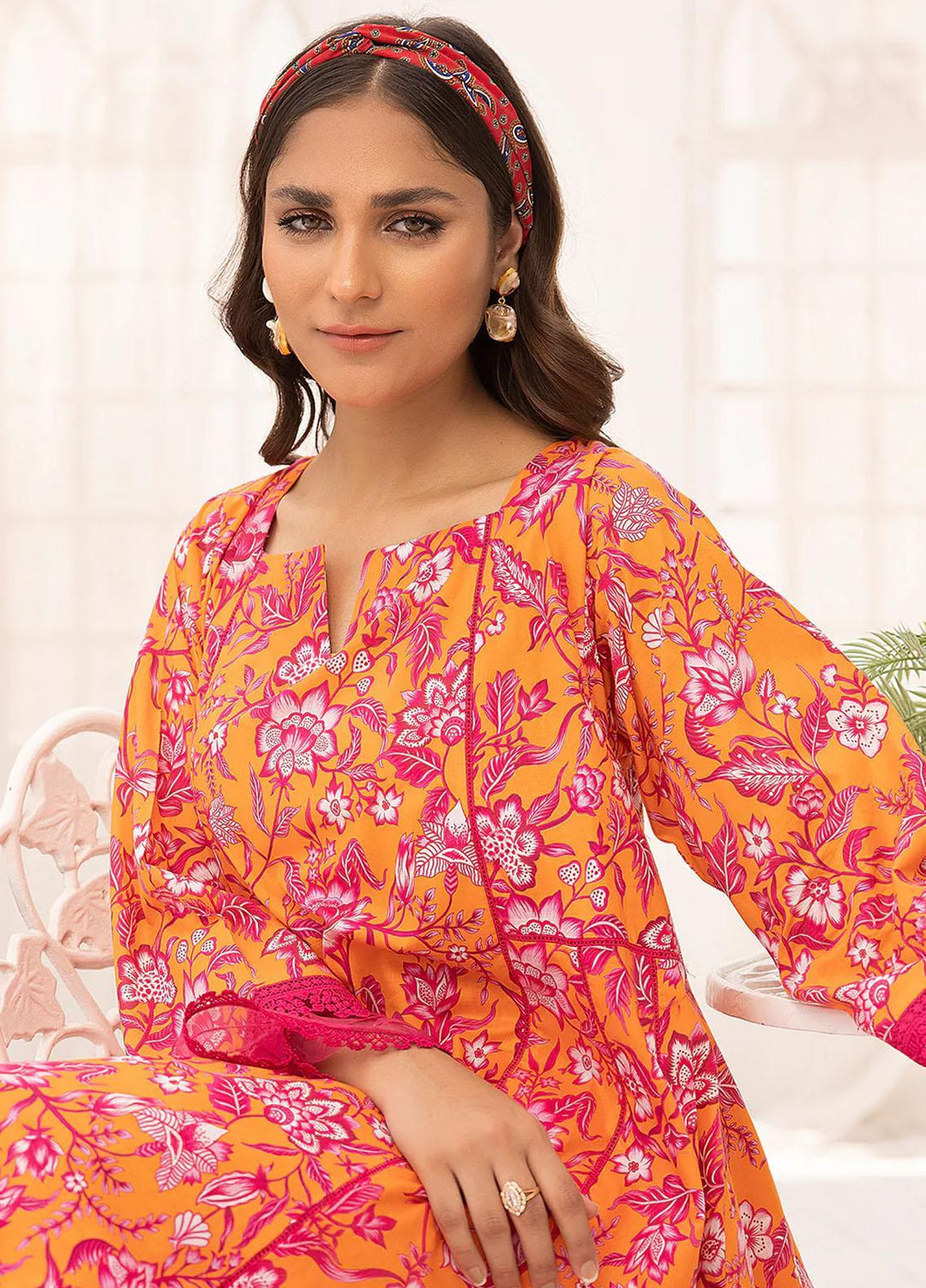 Florance By Meerak Printed Lawn Suits Unstitched Kurties MRK23F Spinel - Summer Collection