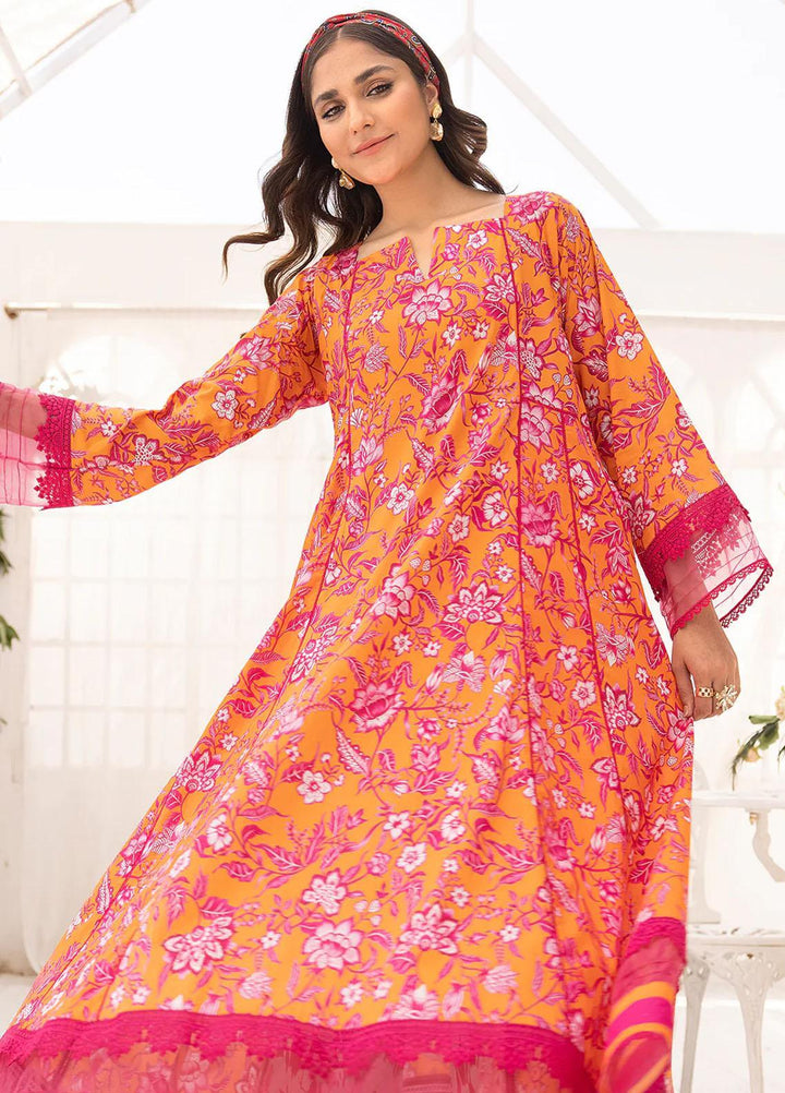Florance By Meerak Printed Lawn Suits Unstitched Kurties MRK23F Spinel - Summer Collection