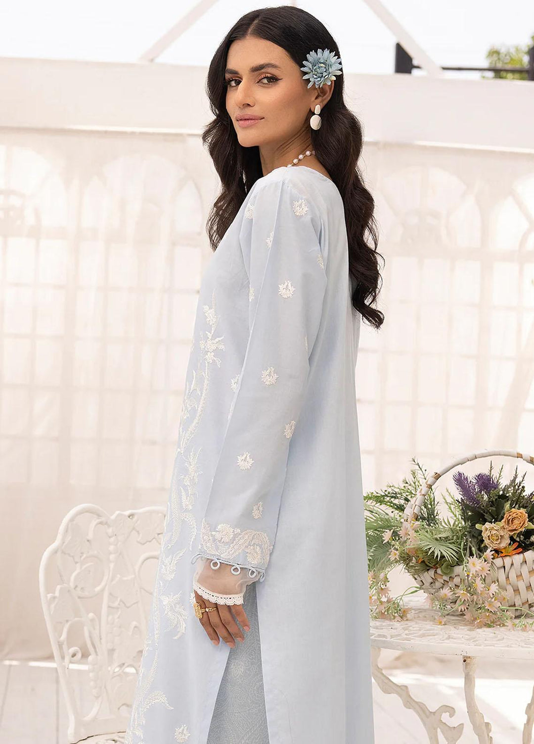 Florance By Meerak Embroidered Lawn Suits Unstitched 2 Piece MRK23F Frost - Summer Collection